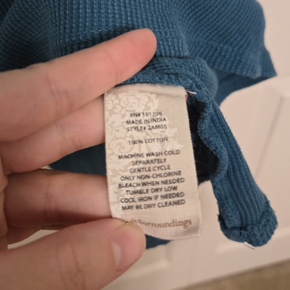 Soft Surroundings Teal Waffle Knit Pullover Quarter Zip Tunic Size Large - Picture 8 of 9